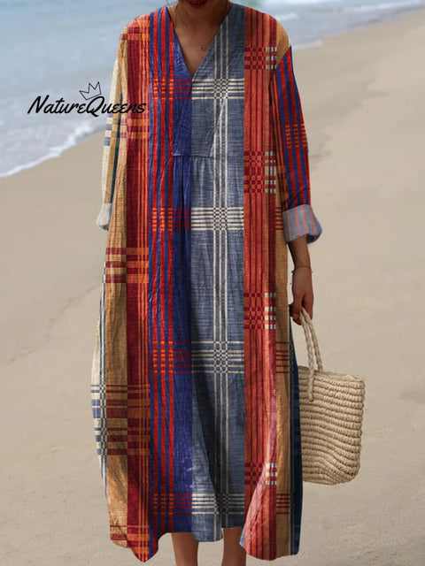 Retro Geometric Architecture Pattern Printed Women's Dress