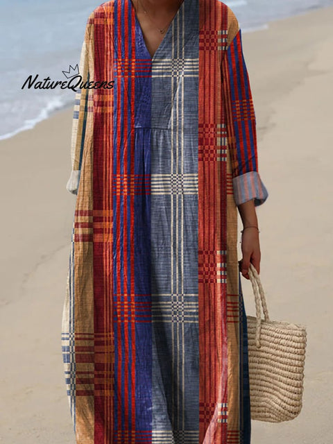 Retro Geometric Architecture Pattern Printed Women's Dress