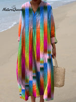 Ombre Geometric Pattern Printed Women's Dress