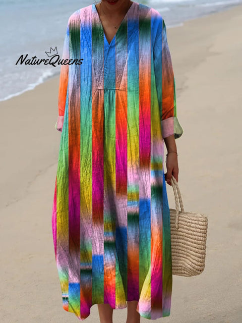 Ombre Geometric Pattern Printed Women's Dress