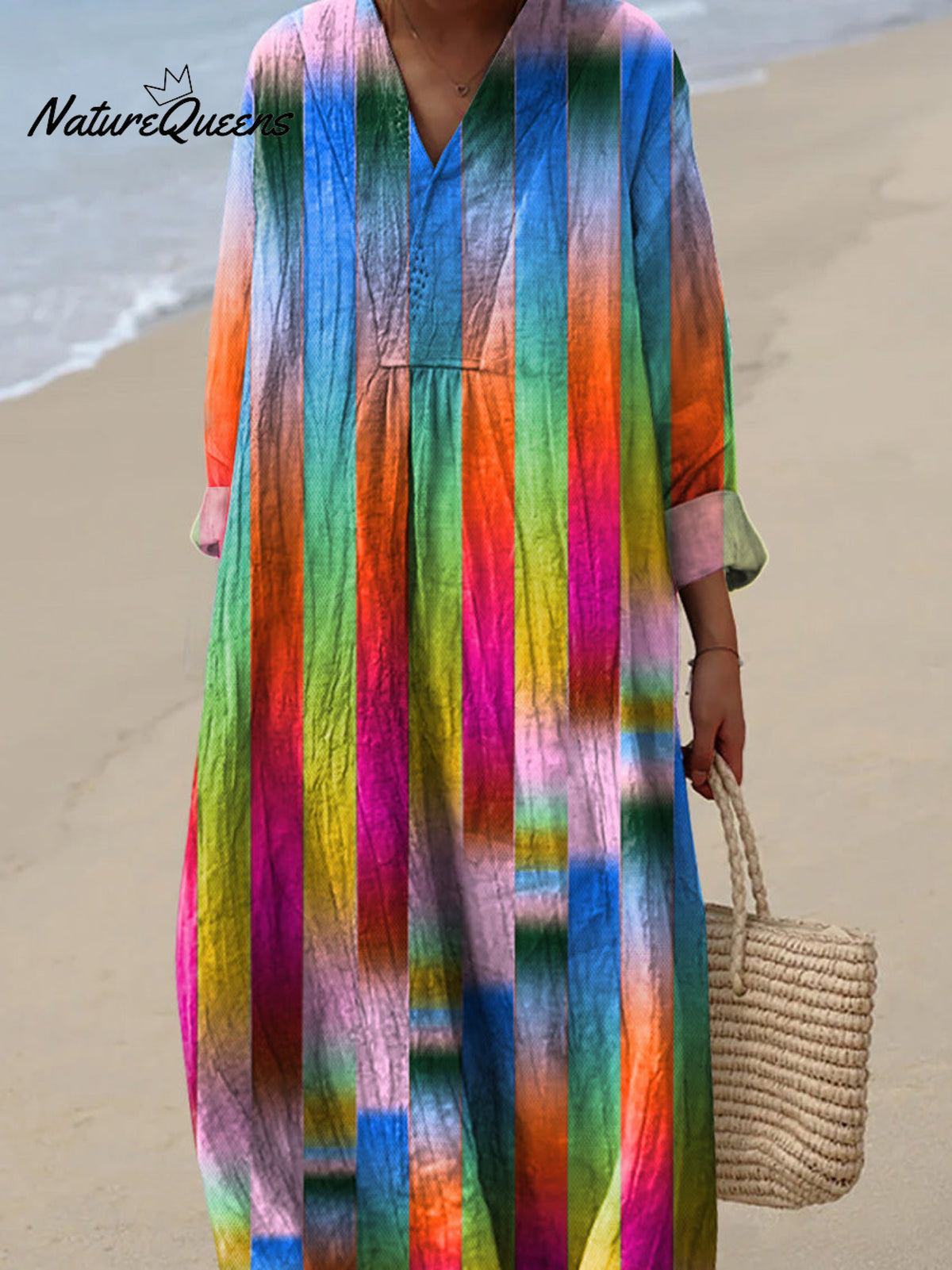 Ombre Geometric Pattern Printed Women's Dress