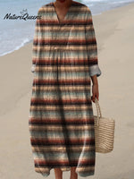 Ethnic Style Strip Pattern Printed Women's Dress