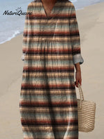 Ethnic Style Strip Pattern Printed Women's Dress
