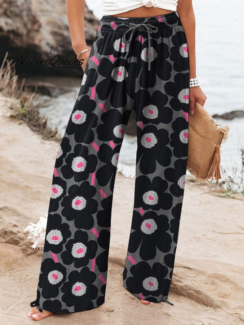 Lovely Floral Pattern Printed Women's Cotton And Linen Casual Pants