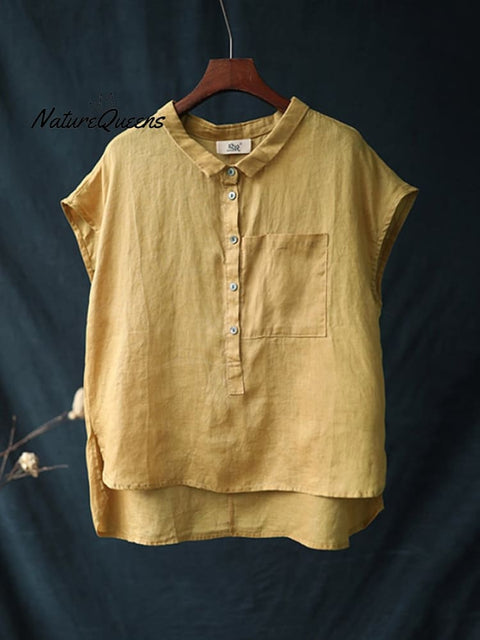 Ladies Casual Sleeveless Shirt With Lapel Button Design