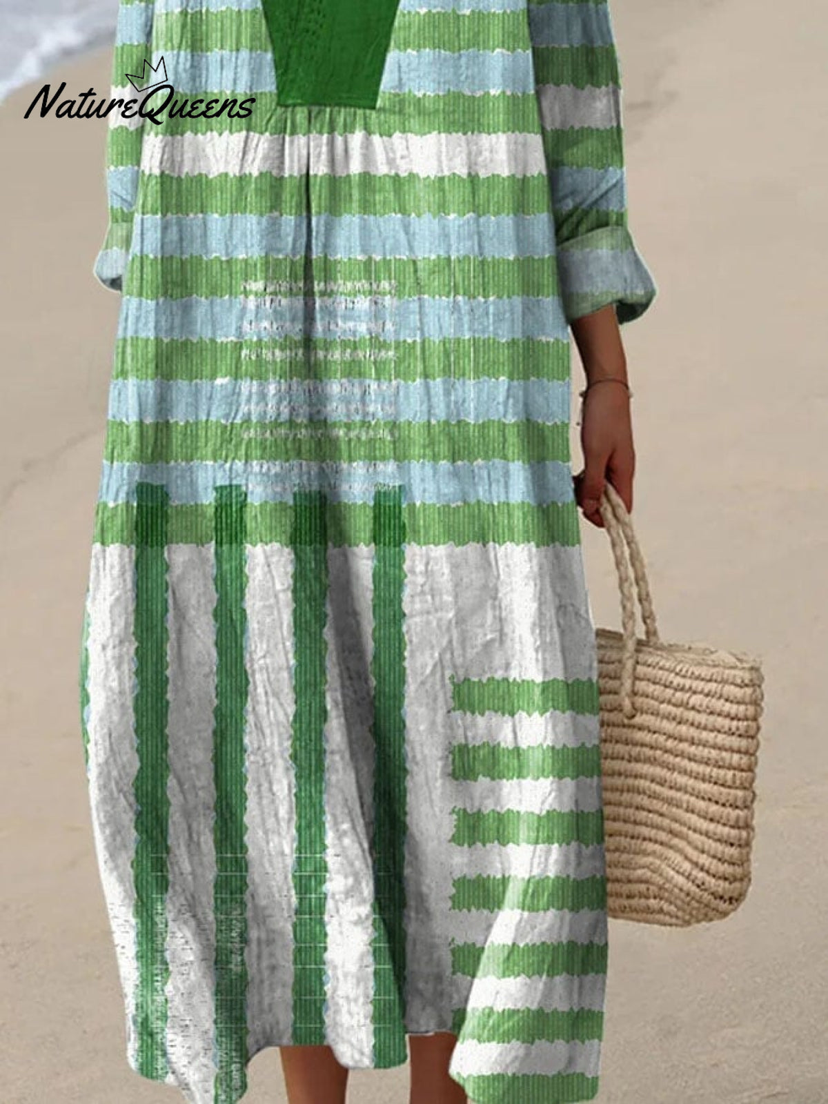 Women's Casual Irregular Striped Long Sleeve Dress