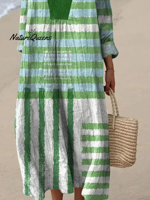 Women's Casual Irregular Striped Long Sleeve Dress