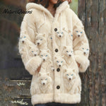 Women's Retro Viking Wolf Pattern Warm Cardigan