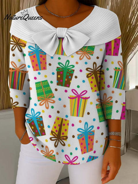 Holiday Gift Decoration Pattern Buttoned Cardigan Sweater
