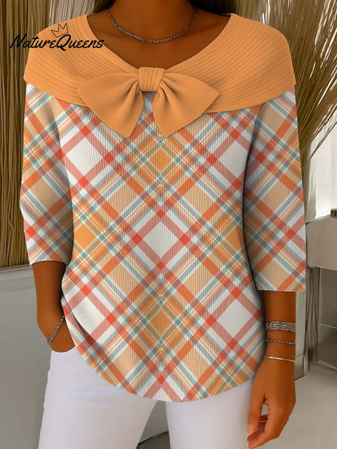 Plaid Decorative Pattern Buttoned Cardigan Sweater