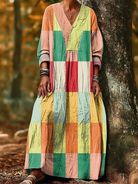 Women's Abstract Colorful Geometric Stripes Painting Art Print Dress