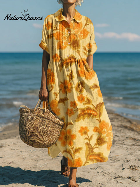 Women's Beautiful Flower Painting Art Print Dress