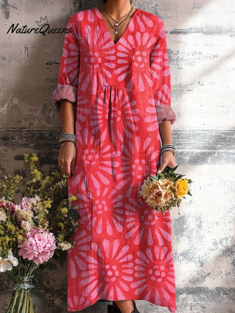 Women's Abstract Geometric Floral Painting Art Print Dress