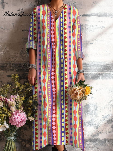 Women's Abstract Geometric Stripes Painting Art Print Dress