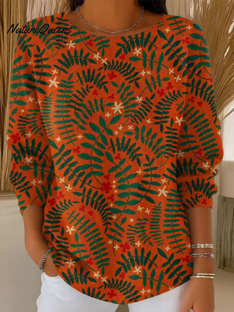 Women's Cute Leaf Painting Art Print Casual Pullover Sweater