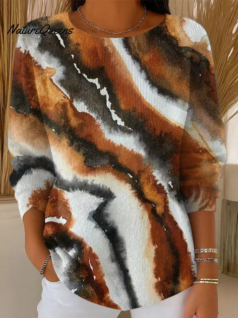 Women's Abstract Graffiti Painting Art Print Casual Pullover Sweater