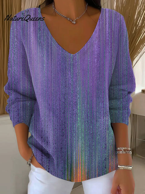 Women's Beautiful Abstract Purple Painting Art Print Casual Pullover Sweater