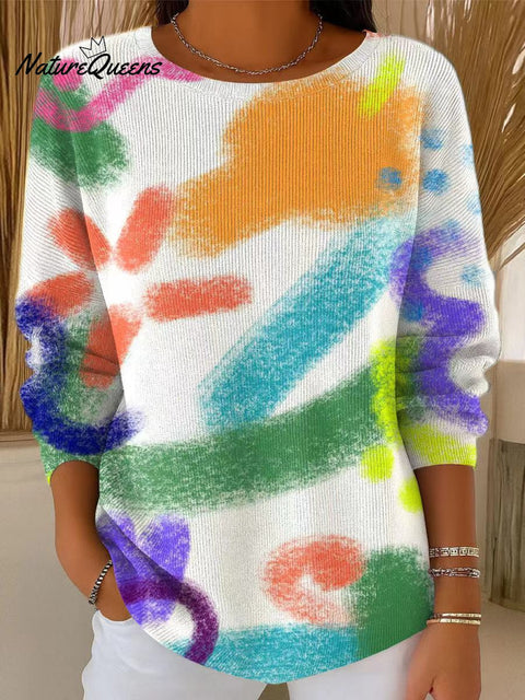 Women's Beautiful Abstract Colorful Graffiti Painting Art Print Casual Pullover Sweater