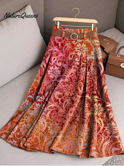 Women's Beautiful Abstract Floral Art Print Cotton Skirt