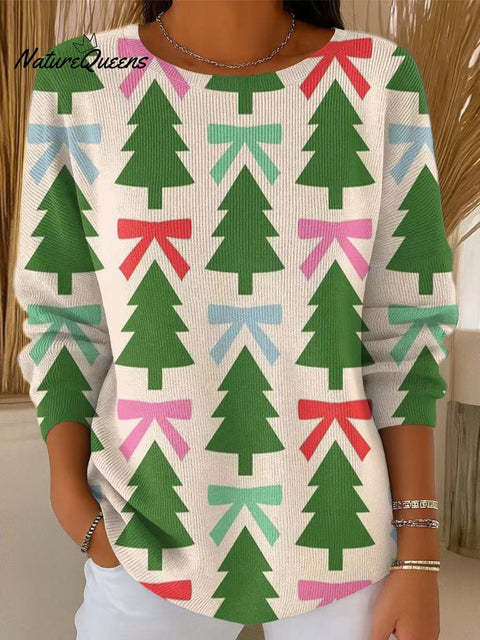 Women's Beautiful Winter Christmas Tree Gift Painting Art Print Casual Pullover Sweater