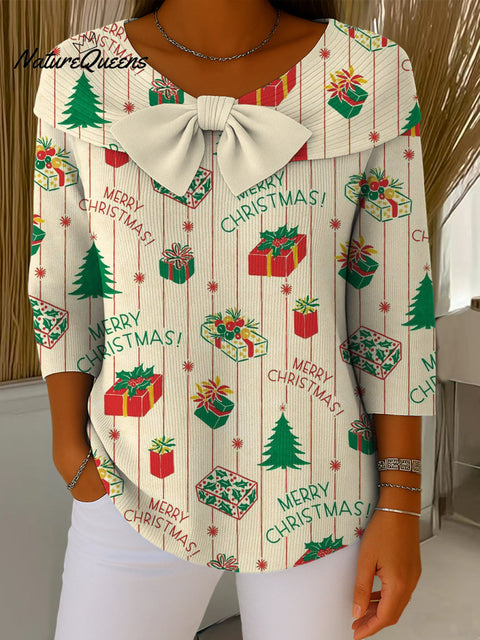Colorful Merry Christmas Gift Painting Art Print Buttoned Cardigan Sweater