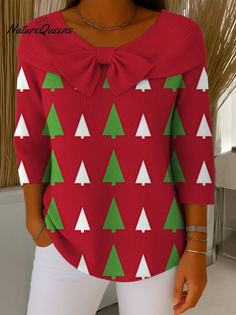 Cute Christmas Tree Drawing Art Print Buttoned Cardigan Sweater