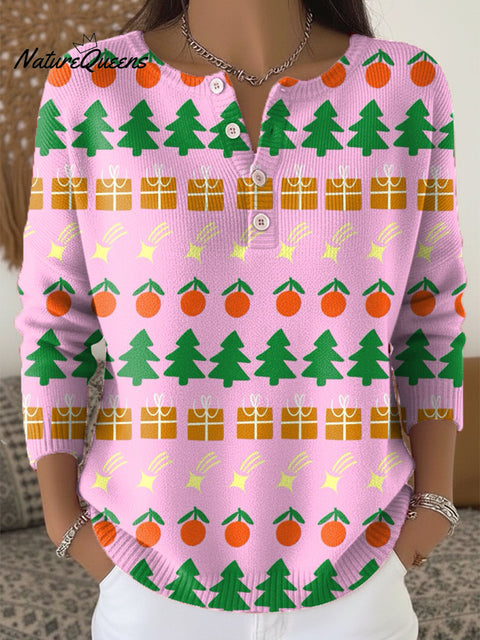 Beautiful Colorful Abstract Christmas Tree Painting Art Print Buttoned Cardigan Sweater