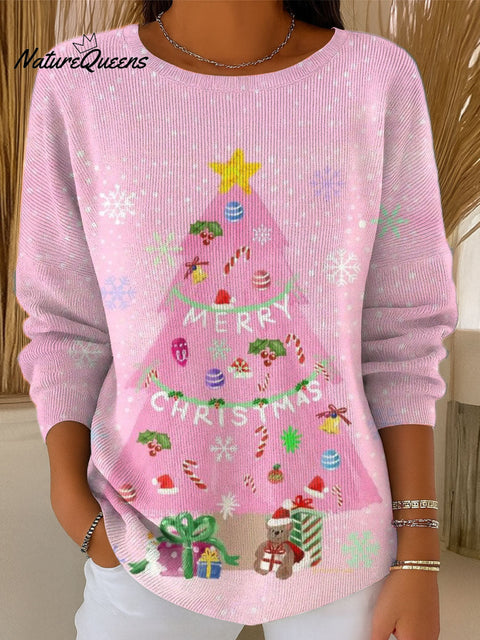 Women's Beautiful Winter Merry Christmas Gift Painting Art Print Casual Pullover Sweater