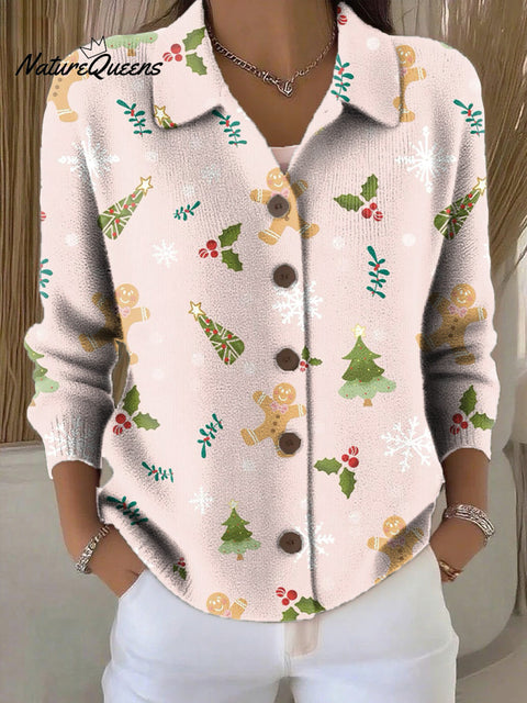 Women's Merry Christmas! Christmas Pattern Painting Art Print Cowl Neck Sweater