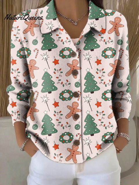 Women's Merry Christmas! Christmas Pattern Painting Art Print Cowl Neck Sweater