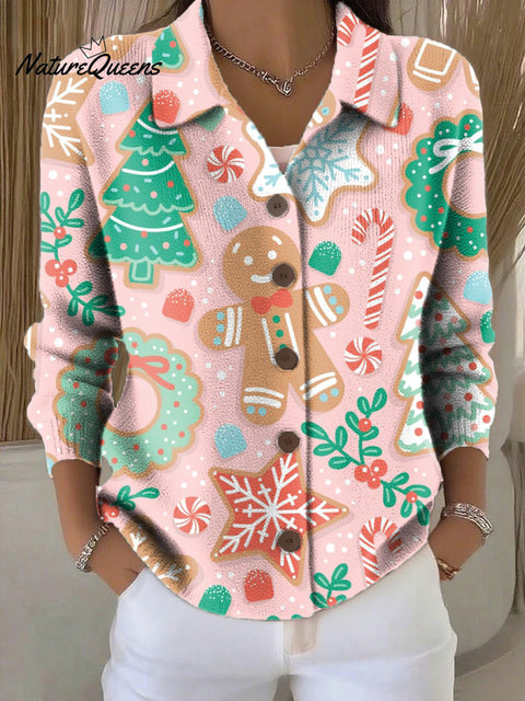 Women's Merry Christmas! Christmas Pattern Painting Art Print Cowl Neck Sweater