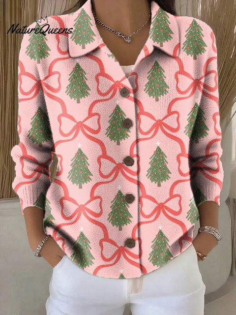 Women's Merry Christmas Christmas Tree Drawing Art Print Cowl Neck Sweater