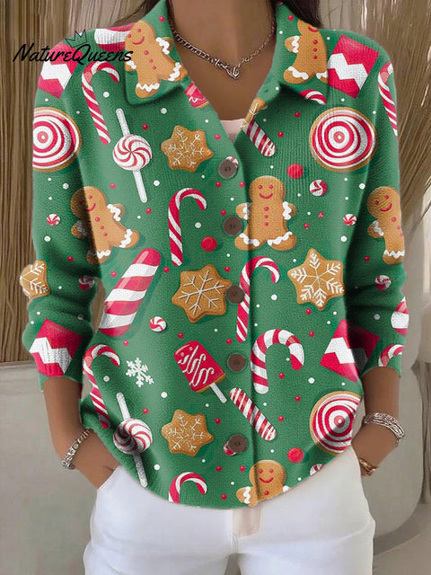Women's Beautiful Christmas Pattern Art Print Cowl Neck Sweater