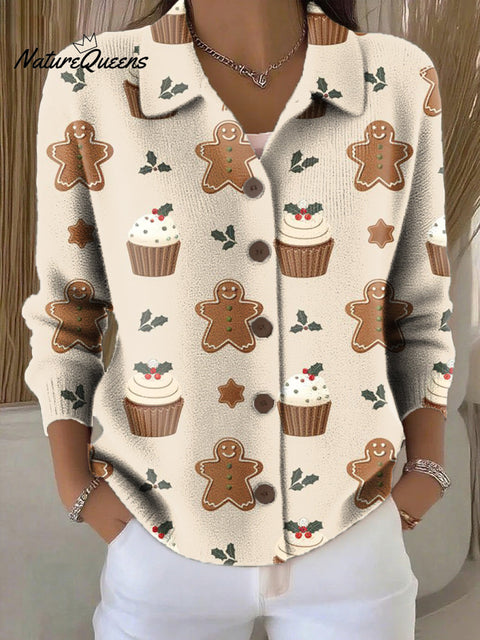 Women's Beautiful Christmas Pattern Art Print Cowl Neck Sweater