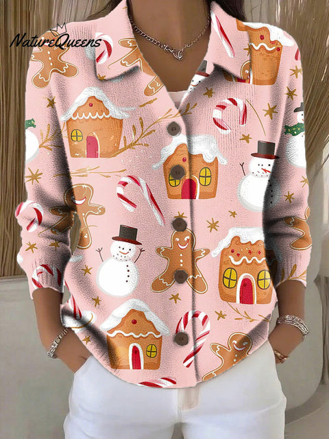 Women's Beautiful Christmas Pattern Art Print Cowl Neck Sweater