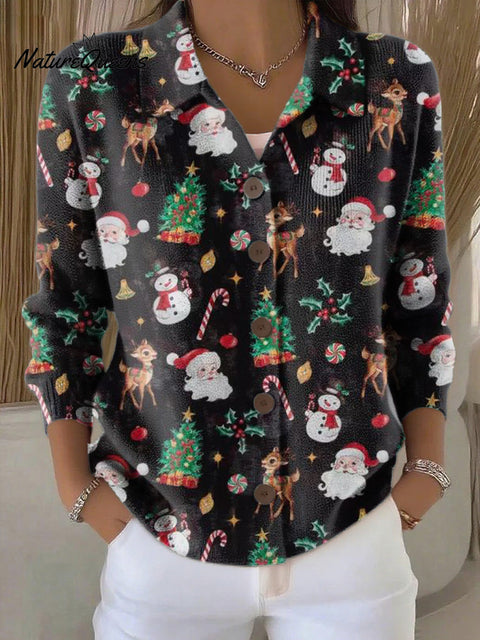 Women's Beautiful Christmas Gift Painting Art Print Cowl Neck Sweater