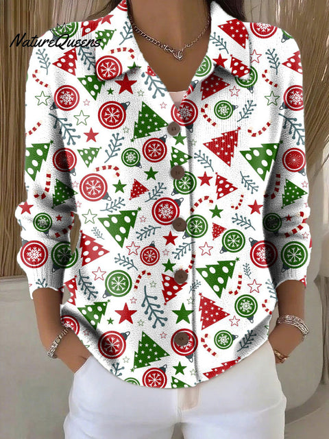Women's Beautiful Christmas Tree Painting Art Print Cowl Neck Sweater
