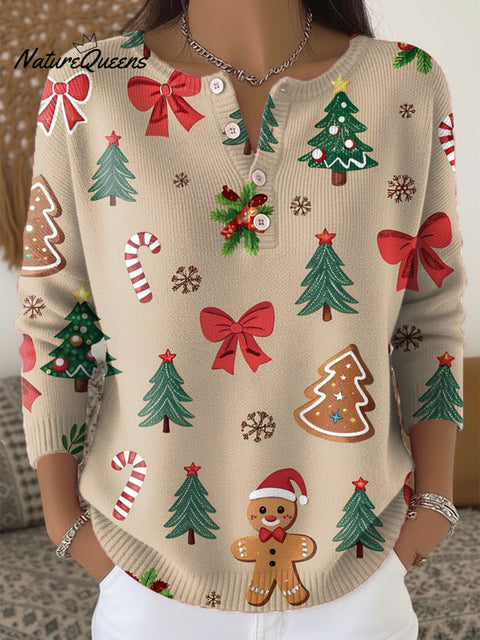 Beautiful Winter Christmas Graphic Art Print Buttoned Cardigan Sweater