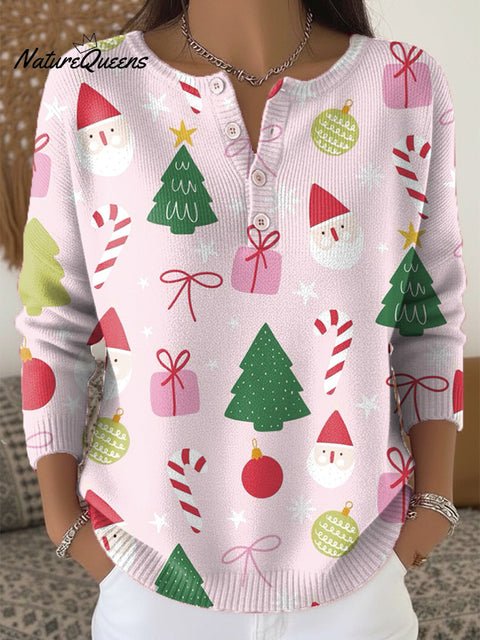 Beautiful Merry Christmas Christmas Tree Drawing Art Print Buttoned Cardigan Sweater