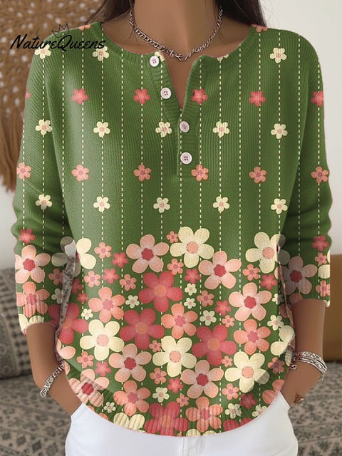 Beautiful Floral Painting Art Print Buttoned Cardigan Sweater