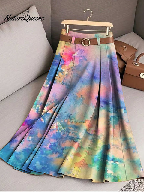 Women's Beautiful Colorful Abstract Graffiti Painting Art Print Cotton Skirt