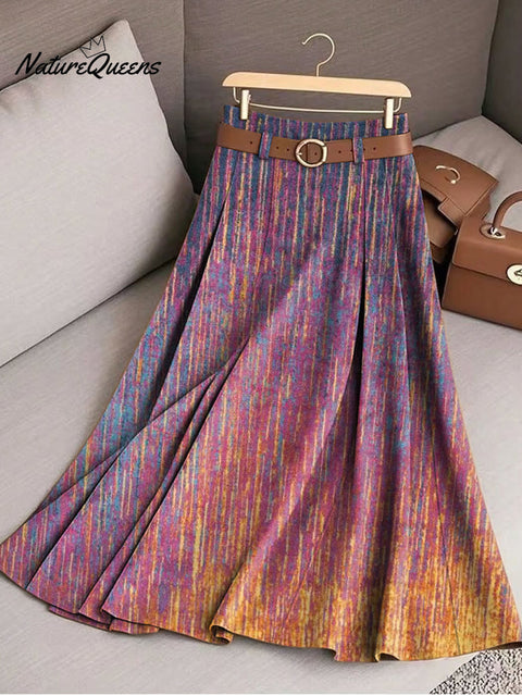 Women's Beautiful Gradient Graffiti Painting Art Print Cotton Skirt