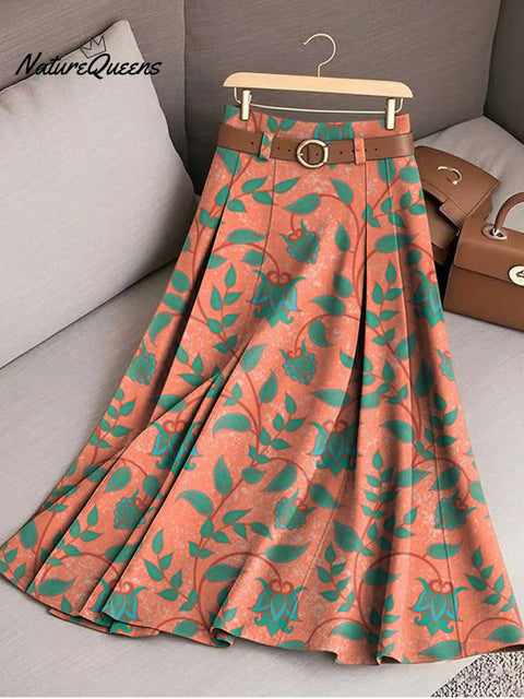 Women's Beautiful Ethnic Floral Art Print Cotton Skirt