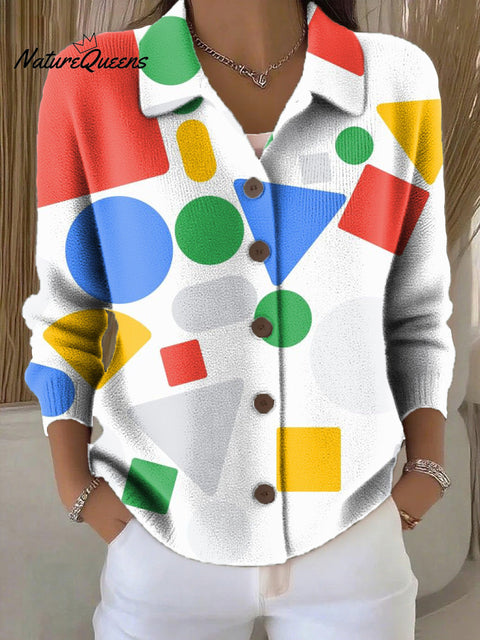Women's Beautiful Colorful Abstract Geometric Painting Art Print Cowl Neck Sweater