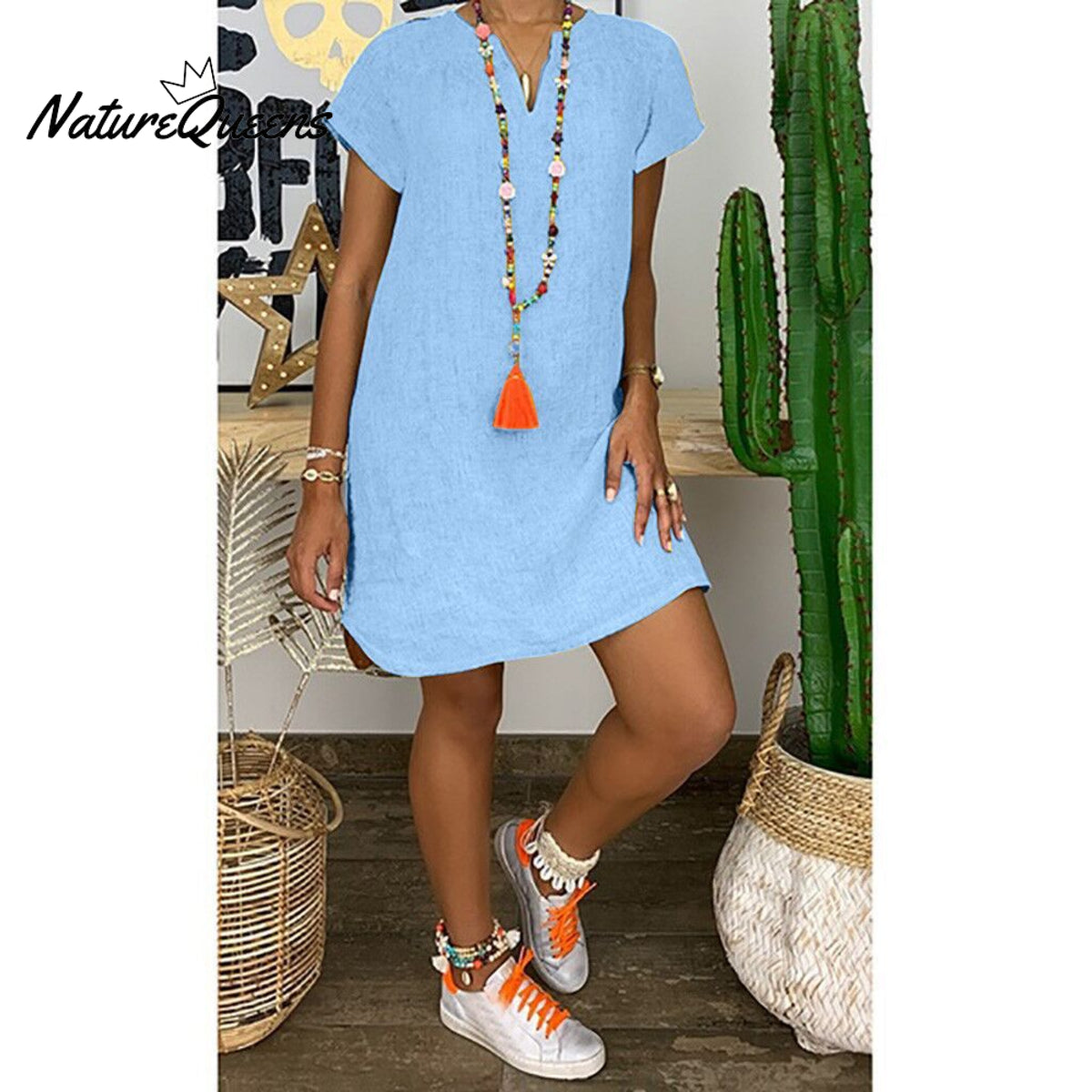 Mabel - Casual Dress | 50% Discount! Light Blue / S