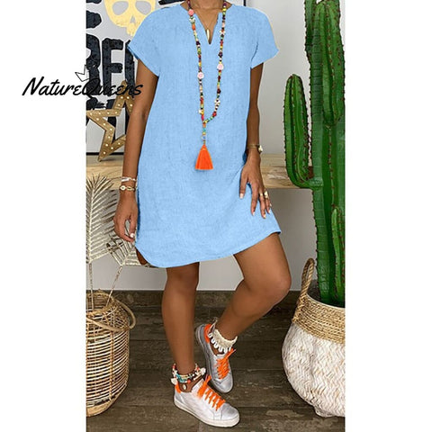 Mabel - Casual Dress | 50% Discount! Light Blue / S