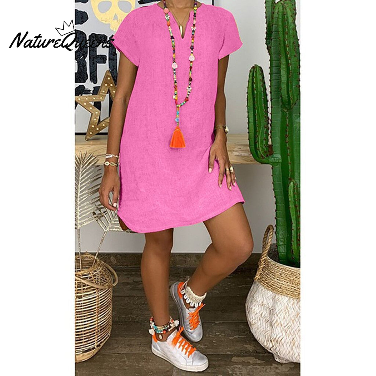 Mabel - Casual Dress | 50% Discount! Pink / S