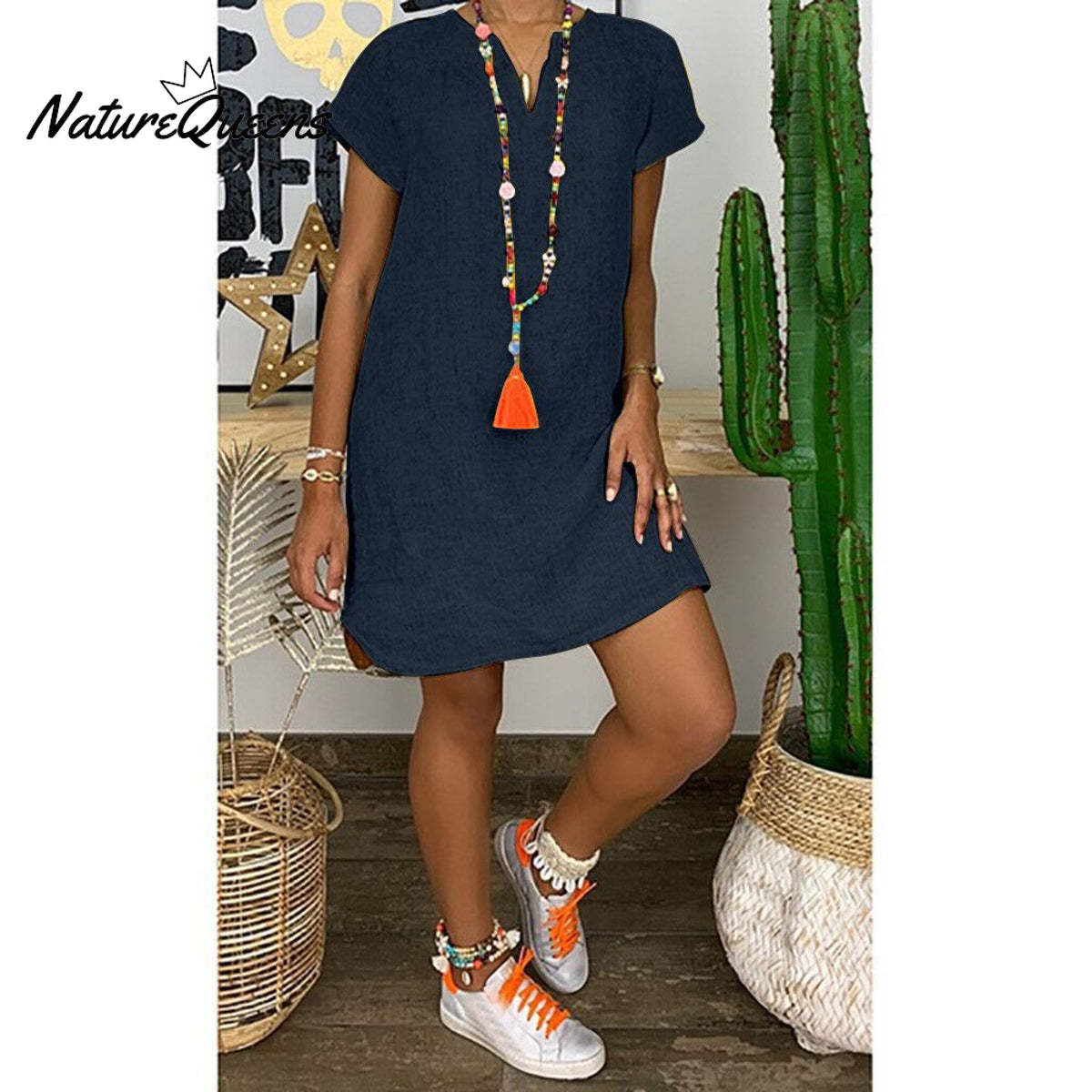 Mabel - Casual Dress | 50% Discount! Dark Blue / S