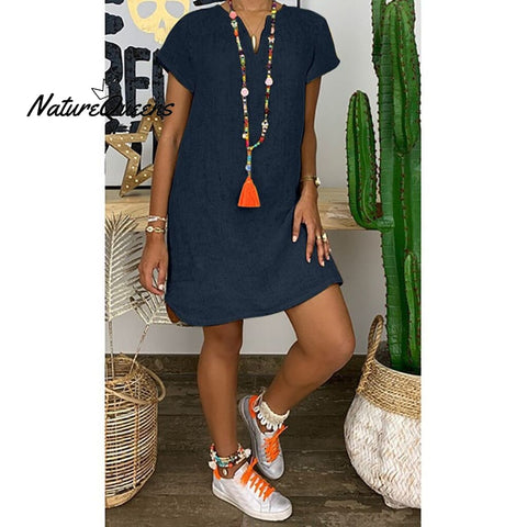 Mabel - Casual Dress | 50% Discount! Dark Blue / S