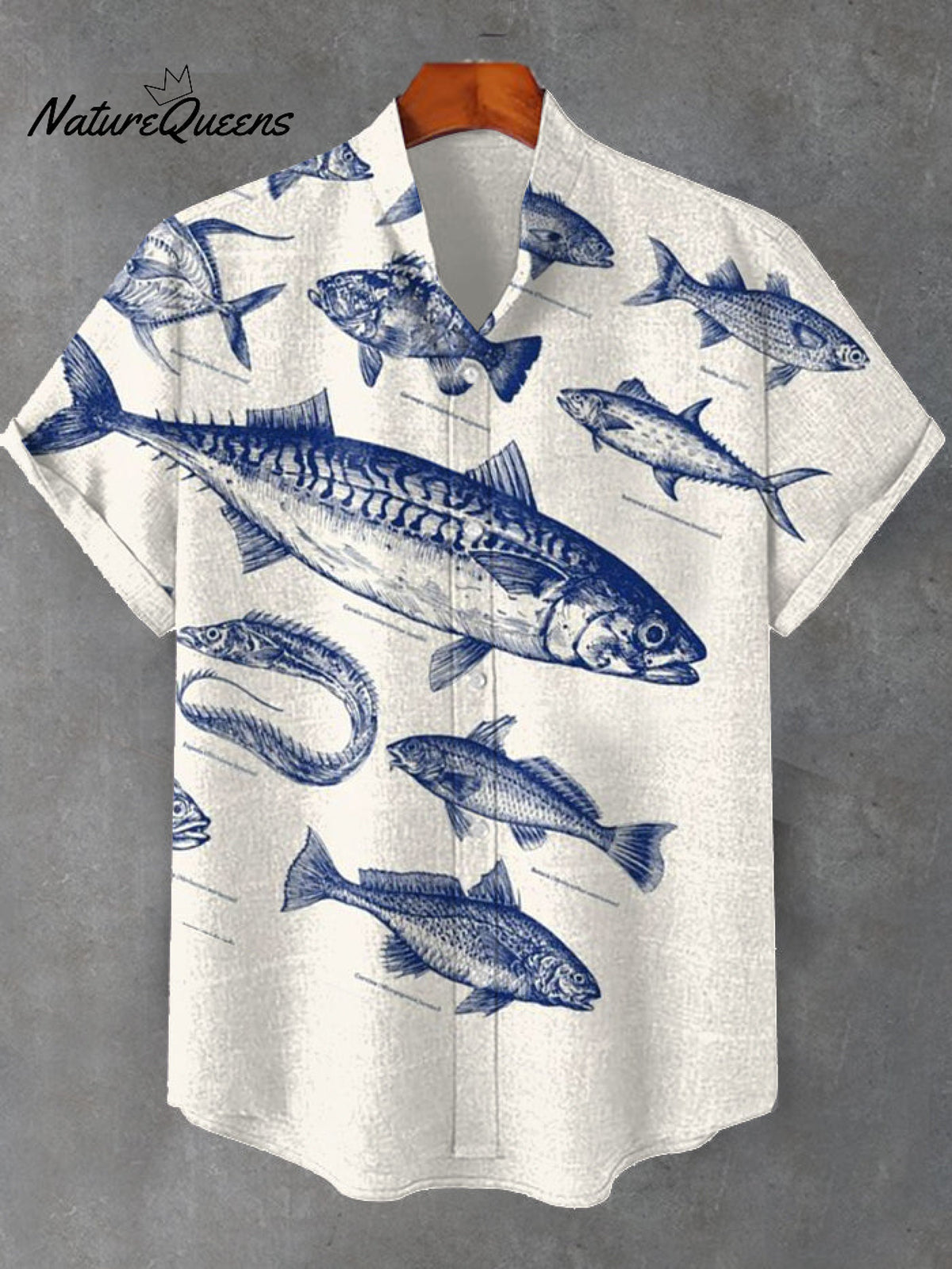 Men's Vintage Boho Sardines Flowing Specimen Art Print Shirt